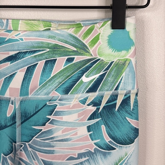 Nike One Luxe High Rise Tropical Print Training Tight Leggings Teal Blue Size S - Picture 4 of 6